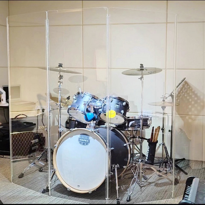녹음실 드럼 방음부스 작업실 공연무대 음악 스튜디오 흡음 접이식 룸 아크릴 칸막이, 5면 600x1200mm
