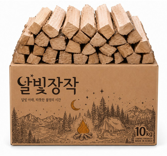 달빛 장작 3중 방습 100% 국내산 참나무 장작 10kg, 1개