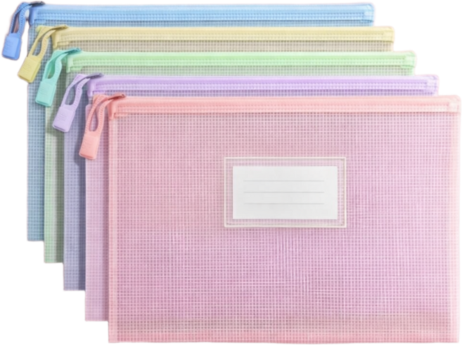 온리유너를위한 초등 중등 고등 학용품 정리 A4정리 파일 지퍼 화일, 5세트, 혼합