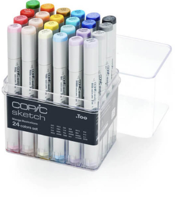 COPIC SKETCH 橢圓桿 漫畫插畫 24色 套組, 1個, 24個