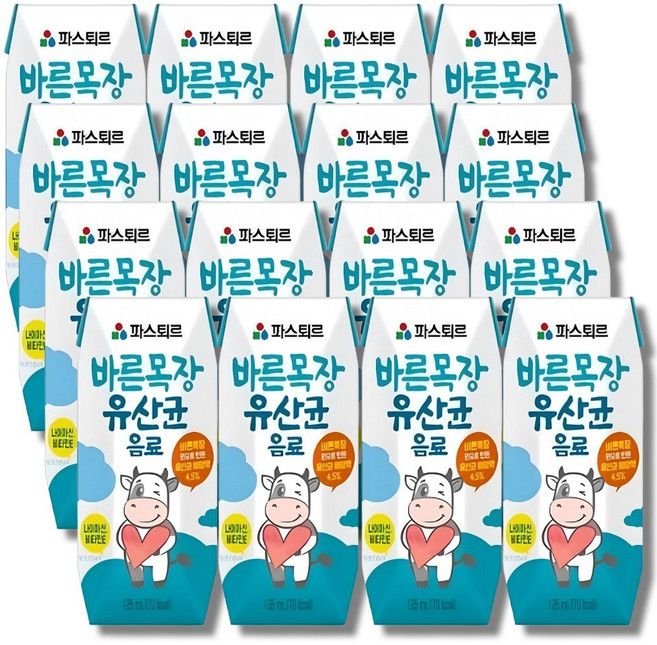 파스퇴르 바른목장 유산균 음료, 125ml, 16개