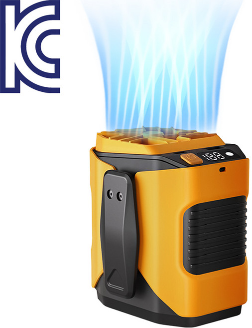 KC인증 허리 선풍기 휴대용 허리선풍기 휴대용 에어컨 허리걸이 선풍기 허리걸이 쿨링팬 선풍기 등산 골프 여행 옥외 작업 아웃도어 비상 조명, 오렌지