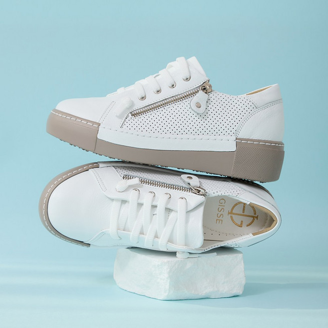 제이슈 지쎄수제화 천연양가죽 쿠닌 플랫폼 지퍼 스니커즈 5cm