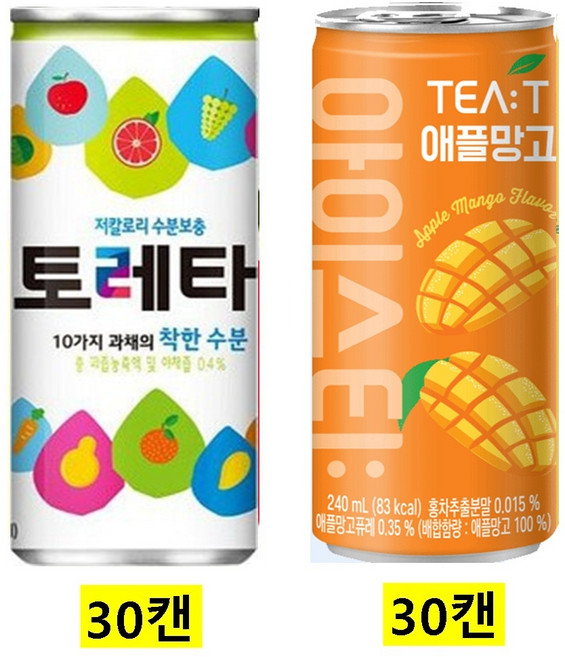 토레타캔240ml(30캔) + 아이스티 애플망고240ml(30캔), 60개, 240ml