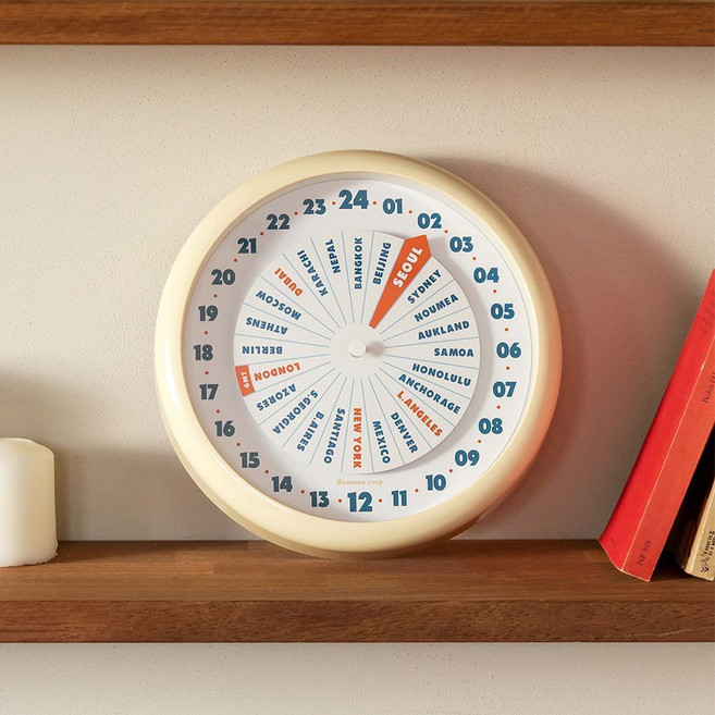 로마네 월드클락 GMT 월드타임 시계, 월드타임시계_아이보리