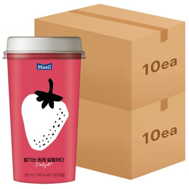 [매일] 딸기는 원래 달콤하다 딜라이트 컵 190ml 20입(10입 2박스), 없음