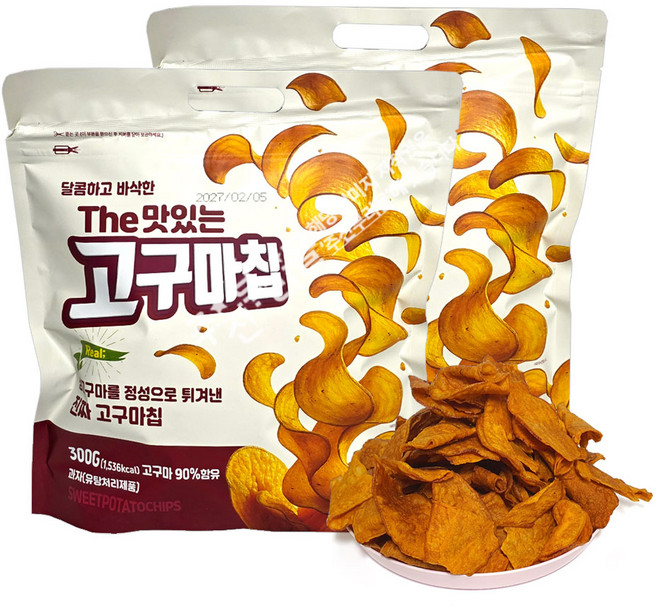 더맛있는 고구마칩(300g) x 2봉+자색옥춘 사탕 1개, 1세트, 600g