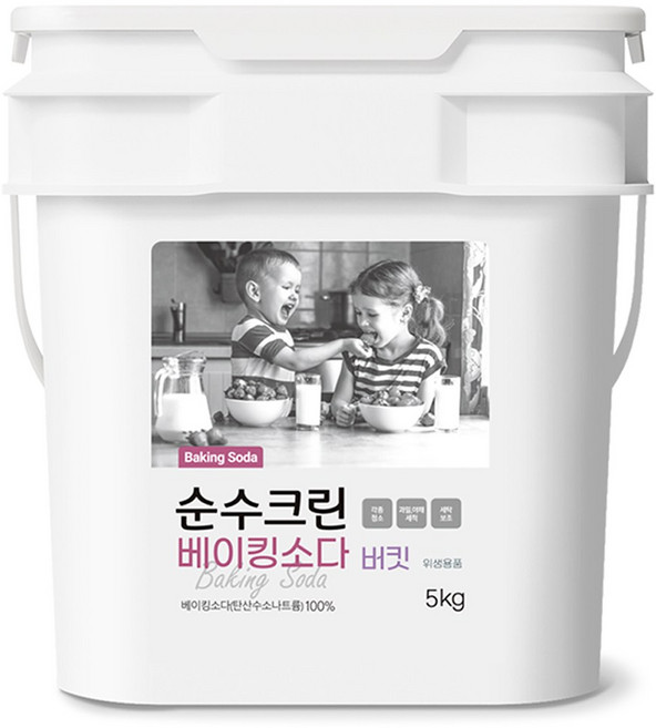 순수크린 베이킹소다 버킷 5KG 프리미엄 1등급원료 세정제 주방세제, 순수크린 베이킹소다 버킷5kg 1개+스푼1개, 1개