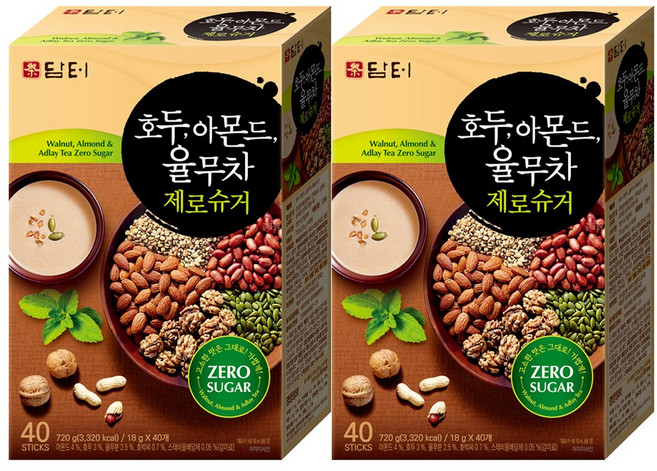 담터 호두 아몬드 율무차 제로슈거, 18g, 40개입, 2개