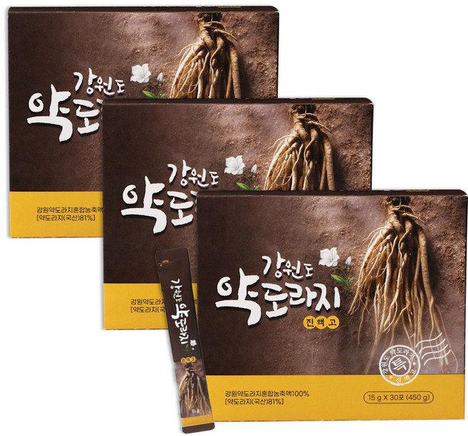 [인포벨]TV홈쇼핑정품 애드크로스 김기현 최주봉 강원도 지리산 약도라지 진액고 스틱 겨울 목 기관지 건강, 3박스, 450g
