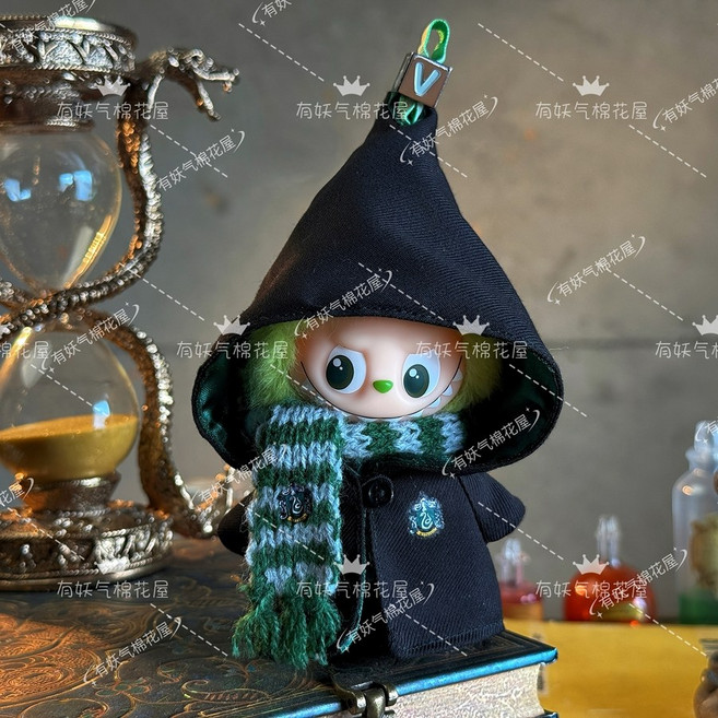 라부부 미니 4세대 팝마트 라부부인형 옷 세트 인형꾸미기 해리포터 호그와트 교복, 10cm, 슬리데린망토+스카프+셔츠+스웨터바지+넥타이