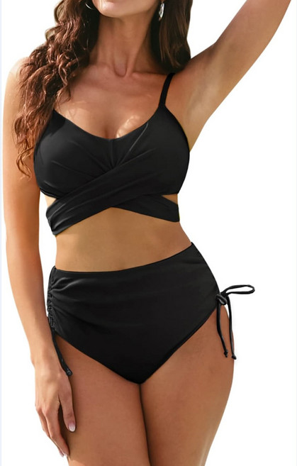 女款歐美高腰性感分體比基尼泳衣, XL