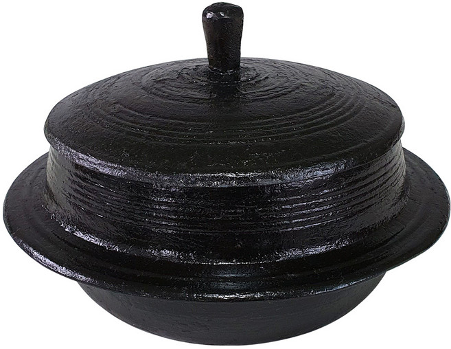 일오삼 무쇠 통주물 가마솥 4인용 18cm 한국산, 블랙