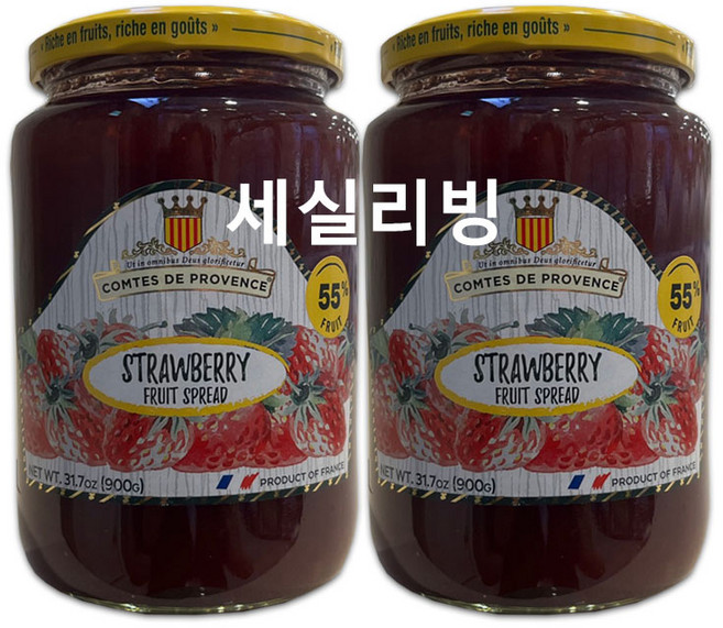 [코스트코]LES COMTES DE PROVENCE 딸기잼 딸기스프레드 900G, 2개