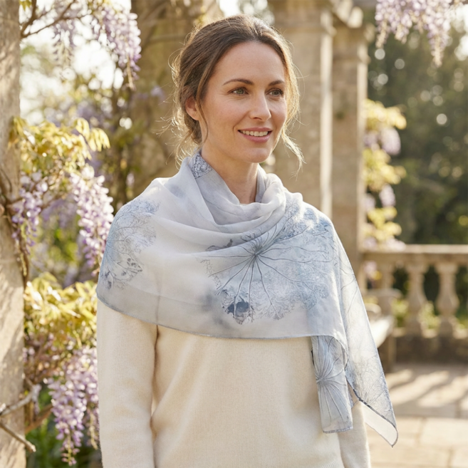 여성 패턴 스카프 봄 여름 간절기 폴리 실크 조젯