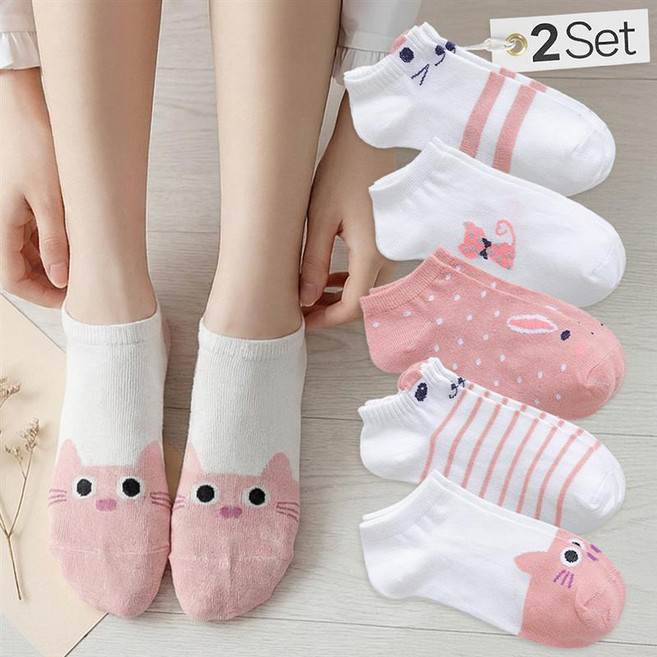 쿠밍 여성 데일리 단목 양말 애니멀 시리즈 10켤레 세트