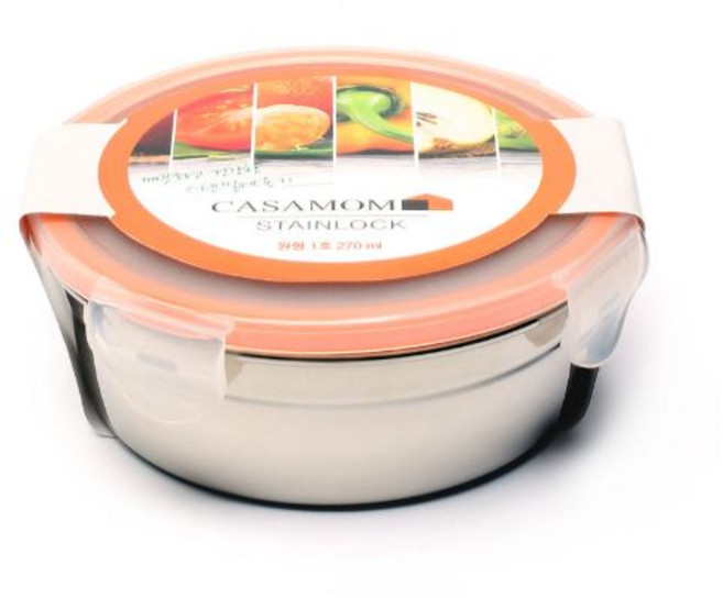 까사맘 스테인레스 밀폐용기 원형1호(270ml), 1개, 270ml