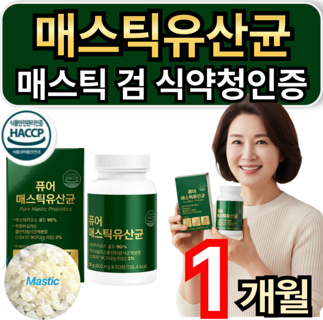 매스틱 검 masticgum 매스틱유산균 식약청인증 포자유산균 / 9개 구매시 프롬바이오 위&장엔 매스틱 유산균 증정, 1개, 60정