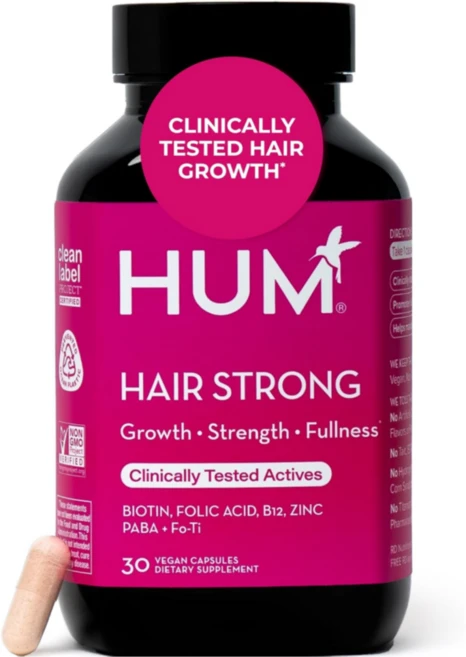 HUM Nutrition 흄 비오틴 5000mcg 고함량 비오틴 30정 비타민 엽산 험 헤어스트롱 비건 캡슐 여성 남성 비오틴, 1개 - 쿠팡