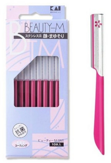 카이 눈썹칼 핑크 뷰티 M 눈썹 면도기 메이크업 정리 도구, 10개