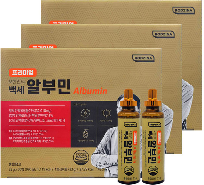 프리미엄 오한진 백세 알부민 33g x 30병 x 3박스, 990g, 3개