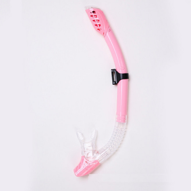 浮潛全乾式呼吸管單面鏡組 水精靈, 粉色透明 - 呼吸管