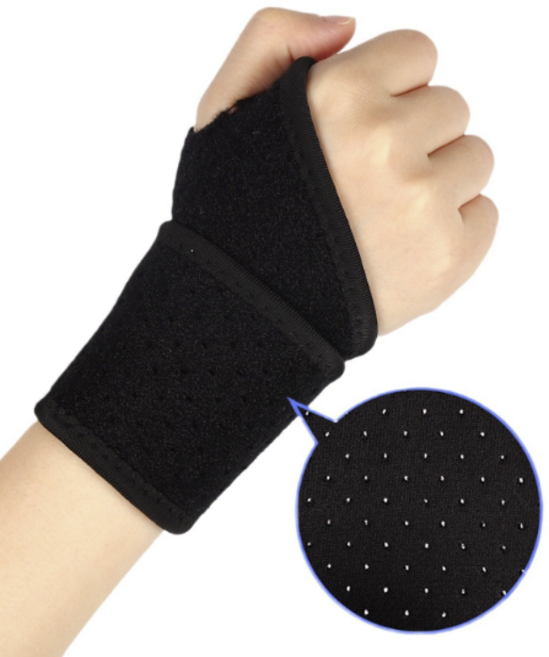 레이루 통기성 손목 염좌 방지 보호대 엄지 밴드 테니스 헬스 압박 지지대, 블랙, 1개