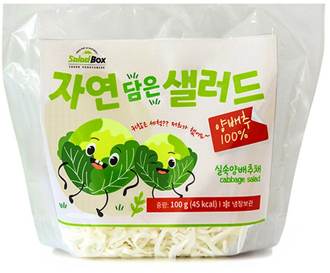 [샐러드박스] 자연 담은 샐러드 100 g 국내산 실속 양배추채 단품구성 야채샐러드, 10개, 100g