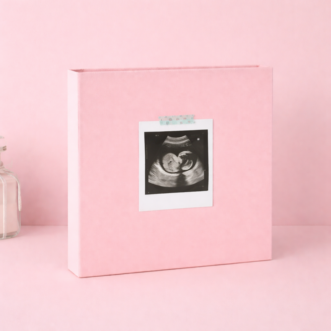 오늘의 픽 프리미엄 레더 히든 바인더 접착식 앨범, 핑크, 25매