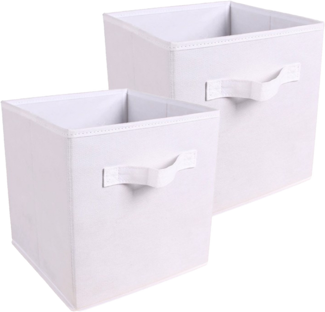 푸르른 접이식 부직포 수납박스, 화이트, 4개