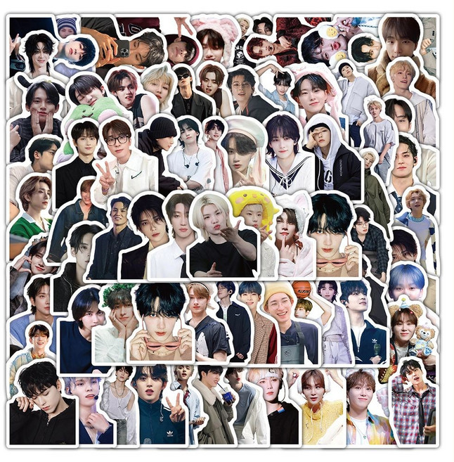 Seventeen 男團 周邊貼紙 200張 韓娛搞笑 人氣團體, 1個, 100張男團Seventeen貼紙【不重復】高清/有背膠/品質好