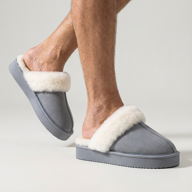 별하루하우스 남성 발편한 털 슬리퍼 방한화 키높이 통굽