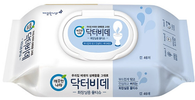 깨끗한나라 닥터비데 비데물티슈 오리지널 화장실용 캡형, 55g, 46매, 12개