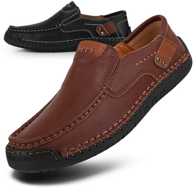 보이센스 남자 소가죽 모카신 캐주얼 로퍼 슬립온 남성 컴포트 신발 남성화 단화 데일리 스니커즈 슈즈