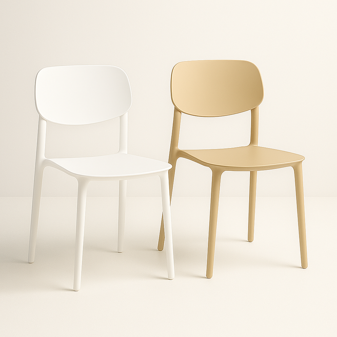 이엔비 일체형 인테리어 식탁의자, 2개, 화이트+베이지