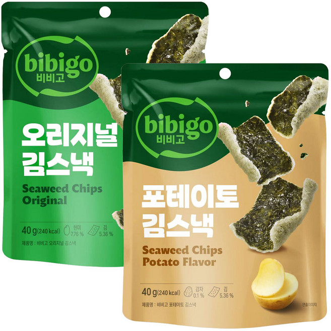 CJ제일제당 비비고칩2종(오리지널 + 포테이토) /전통 김부각을 스낵으로 바삭하게/간식/안주, 상세설명, 1개