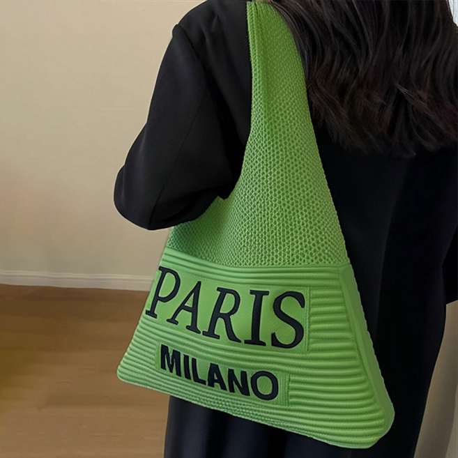 LIPPO 크로셰 니트 토트백 파리 밀라노 프린트 숄더백