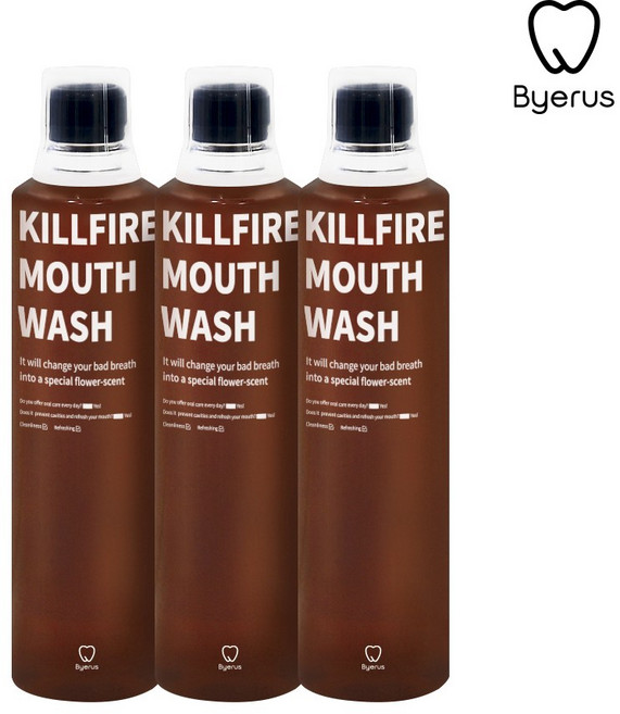 빠이러스 킬파이어 무알콜 입냄새제거 찌꺼기가글 구강청결제, 500ml, 3개