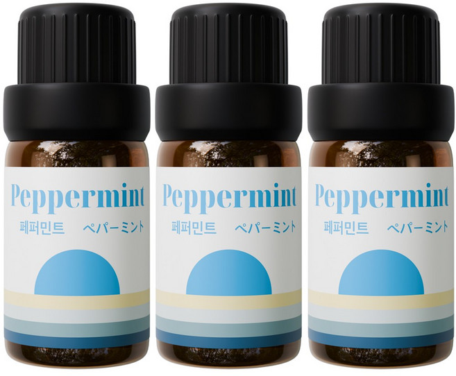 1+1+1 천연 유기농 아로마오일 에센셜오일, 유기농 페퍼민트오일, 10ml, 3개