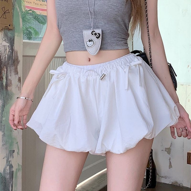 花苞短褲 女款 高腰顯瘦 A字熱褲 夏季薄款休閒運動褲