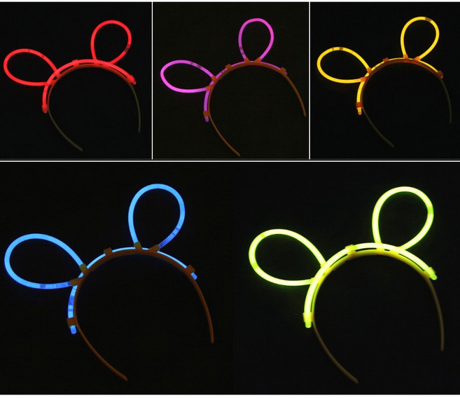 파티 콘서트 야광 스틱 형광 머리띠, 10개, 오색혼합