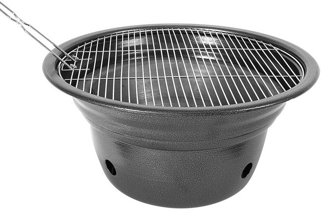 캠핑몽 소형 화덕 스텐 로스터 화로대 바베큐그릴 숯불그릴 로스터그릴 야외 캠핑 휴대용 업소 대형 원형, 1개