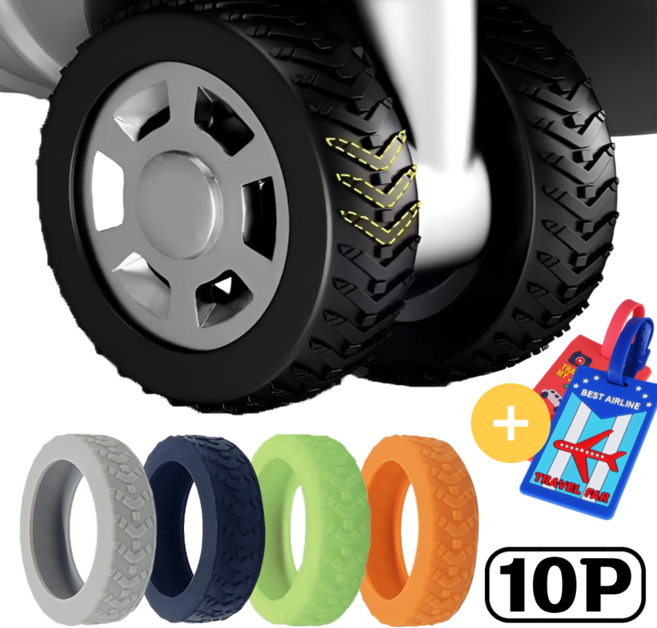 어반픽스 빠지지 않는 소음 미끄럼 방지 캐리어 바퀴 커버 10p, 10개, 야광