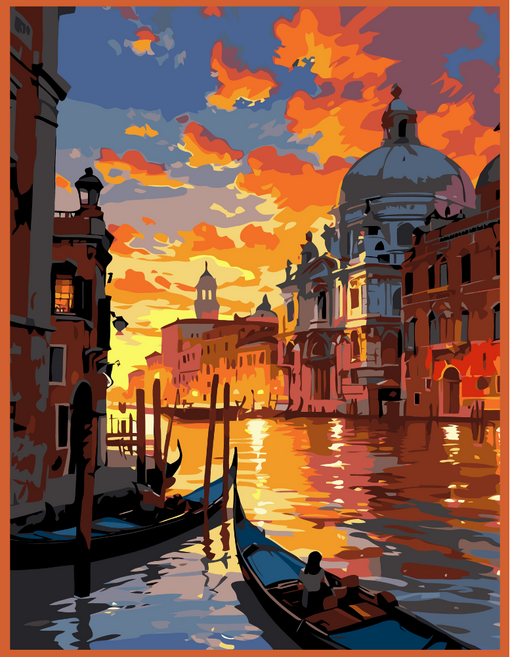 온메이드 DIY 명화그리기 그림그리기 세트 MD-220, 1개, 14 노을 풍경