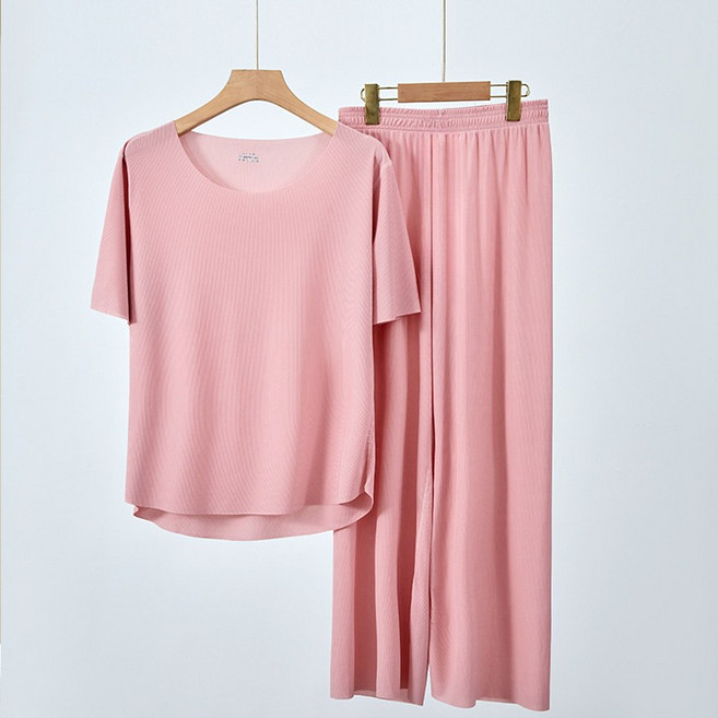 봄여름 실크 파자마 얇은 커플 반팔 커플잠옷