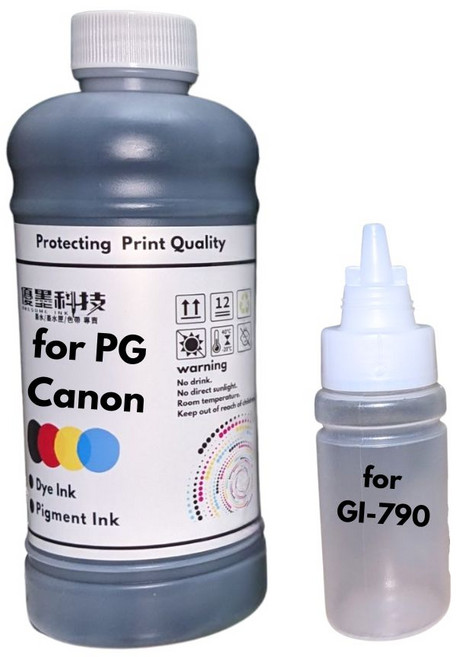 優墨科技 空瓶 相容Canon GI-71/70 G3010 G2002 G3000, 黑BK 防水 500ml,GI-790, 1個