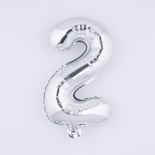 아트포유 은박 파티 숫자풍선 소형 40cm, 1개, 화이트 골드 2