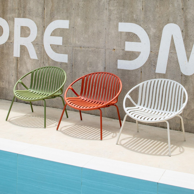 [체어팩토리] 카페 업소용 플라스틱 라운지 낮은 야외의자 레이나체어, 그린, 1개