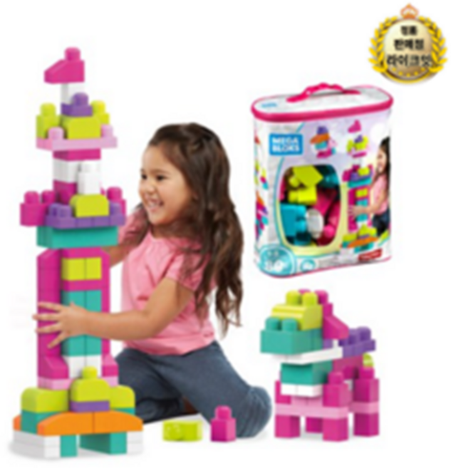 메가블럭 빅 빌딩 백 블럭 80p, 핑크, 1개