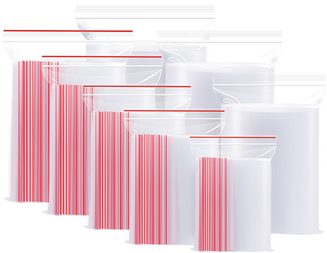 투명지퍼백 레드라인 PE SH1904, 200개, 5X7